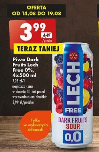 Biedronka Piwo Dark Fruits Lech Free 0%, 500 ml oferta