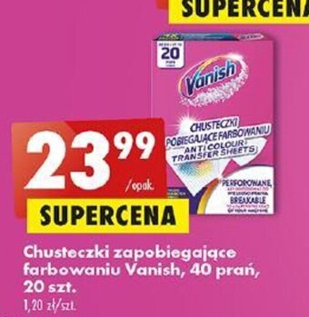 Biedronka Chusteczki zapobiegające farbowaniu Vanish, 40 prań, 20 szt. oferta