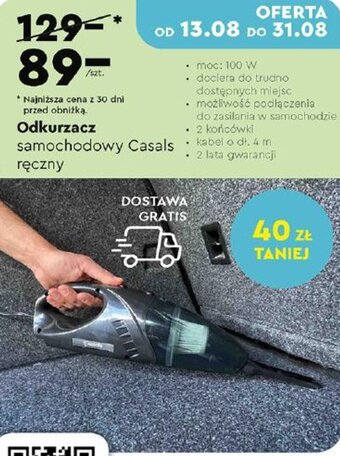 Biedronka Odkurzacz samochodowy Casals ręczny oferta