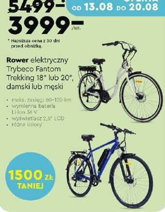 Biedronka Rower elektryczny Trybeco Fantom Trekking 18" lub 20" damski lub męski oferta