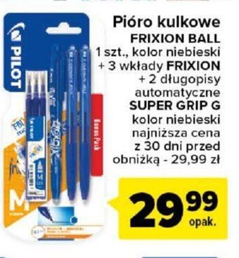Carrefour Pióro kulkowe FRIXION BALL + 3 wkłady PILOT oferta