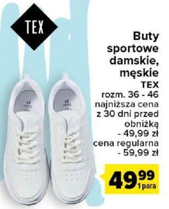 Carrefour Buty sportowe damskie, męskie TEX oferta