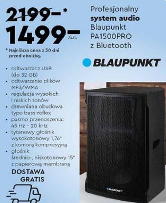 Profesjonalny system audio Blaupunkt PA1500PRO z Bluetooth