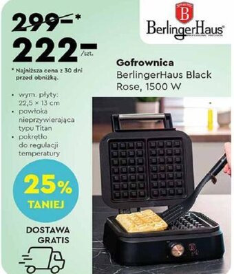 Biedronka Gofrownica BerlingerHaus Black Rose, 1500 W oferta