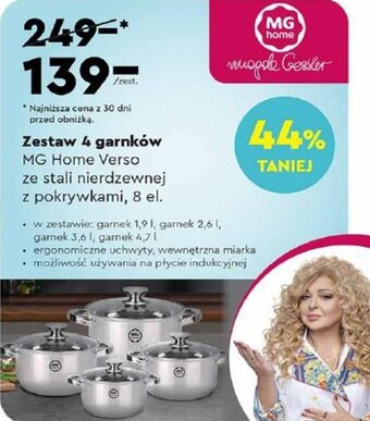 Biedronka Zestaw 4 garnków MG Home Verso ze stali nierdzewnej z pokrywkami, 8 el. oferta