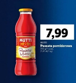 Lidl Mutti passata przecier pomidorowy z bazylią 700 g oferta