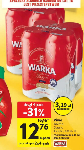 Intermarche Piwo WARKA Classic 4x0,5l oferta