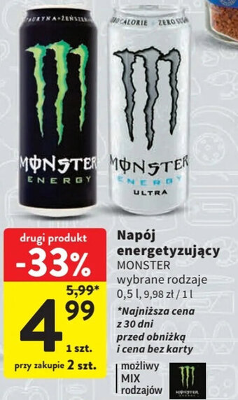 Intermarche Napój energetyzujący MONSTER 0,5 l oferta