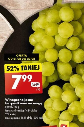 Biedronka Winogrono jasne bezpestkowe na wagę 1 kg oferta