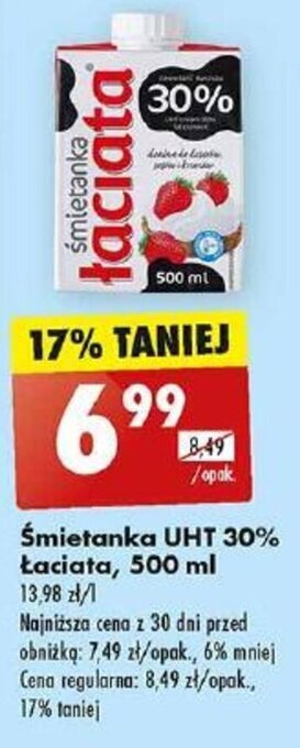 Biedronka Śmietanka UHT 30% Łaciata, 500 ml oferta