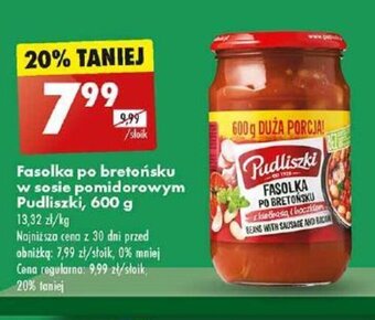 Biedronka Fasolka po bretońsku w sosie pomidorowym Pudliszki, 600 g oferta