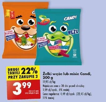 Biedronka Żelki węże lub misie Candi, 200 g oferta