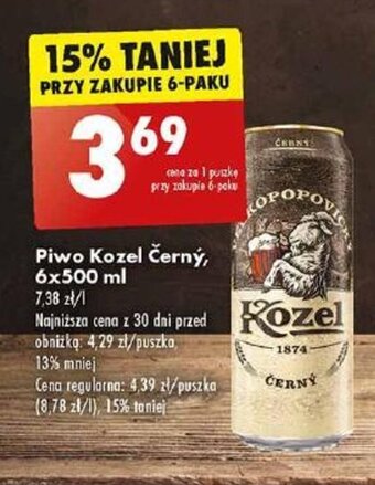Biedronka Piwo Kozel Černý, 6x500 ml oferta