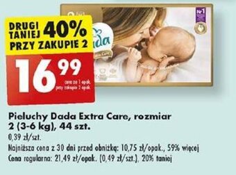 Biedronka Pieluchy Dada Extra Care, rozmiar 2 (3-6 kg), 44 szt. oferta