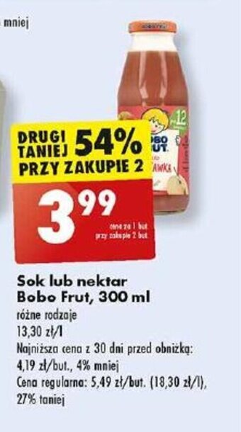 Biedronka Sok lub nektar Bobo Frut, 300 ml oferta