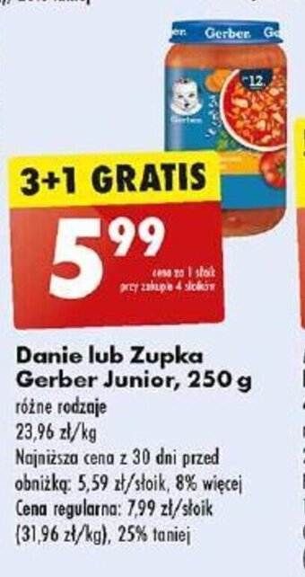 Biedronka Danie lub Zupka Gerber Junior, 250 g oferta
