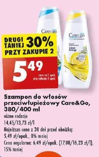 Biedronka Szampon do włosów przeciwłupieżowy Care&Go, 380/400 ml oferta