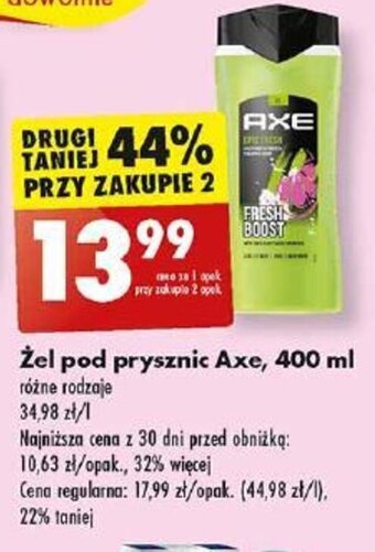 Biedronka Żel pod prysznic Axe, 400 ml oferta