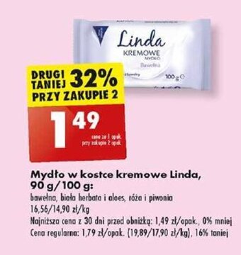 Biedronka Mydło w kostce kremowe Linda, 90 g/100 g oferta