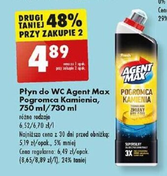 Biedronka Płyn do WC Agent Max Pogromca Kamienia, 750 ml/730 ml oferta