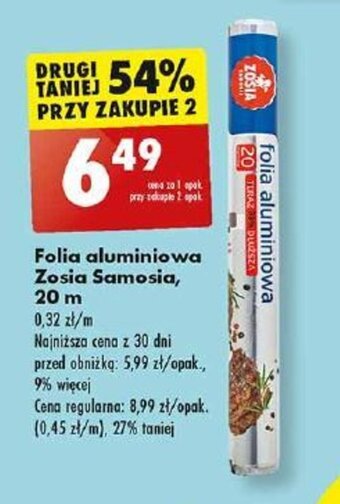 Biedronka Folia aluminiowa Zosia Samosia, 20 m oferta
