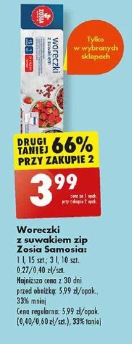 Biedronka Woreczki z suwakiem zip Zosia Samosia oferta