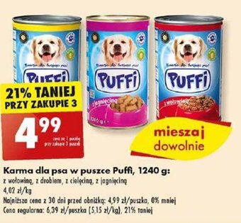 Biedronka Karma dla psa w puszce Puffi, 1240 g oferta