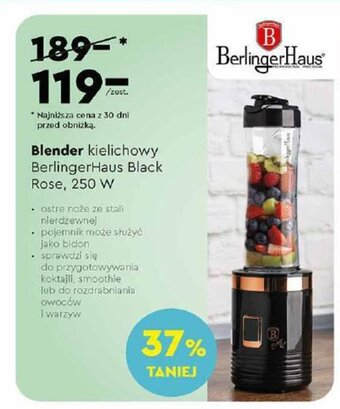 Biedronka Blender kielichowy BerlingerHaus Black. Rose, 250 W oferta