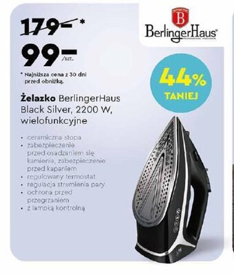 Biedronka żelazko Berlinger Haus Black Silver, 2200 W, wielofunkcyjne oferta