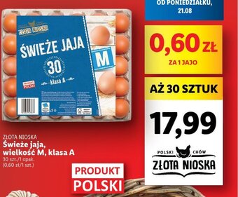 Lidl Świeże jaja, wielkość M, klasa A 30 szt. oferta