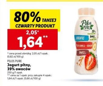 Lidl Jogurt pitny, 39% owoców 250 g oferta