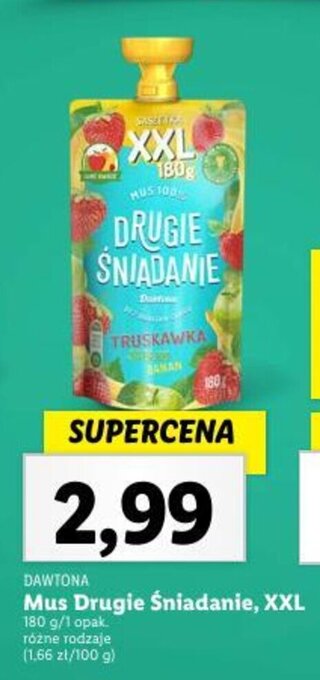 Lidl Mus Drugie śniadanie, XXL 180 g oferta