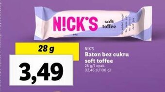 Lidl Baton bez cukru soft toffee 28 g oferta
