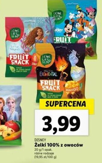 Lidl Żelki 100% z owoców 20 g oferta