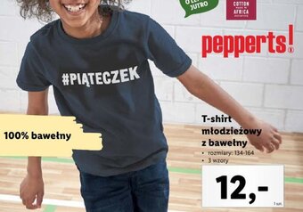 Lidl Pepperts! T-shirt młodzieżowy z bawełny • rozmiary: 134-164 • 3 wzory oferta