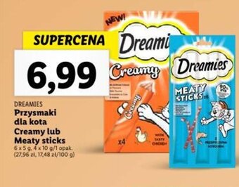 Lidl DREAMIES Przysmaki dla kota Creamy lub Meaty sticks 6 x 5g oferta