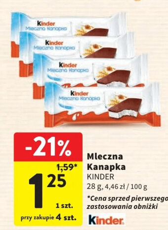 Intermarche Mleczna Kanapka KINDER 28g oferta