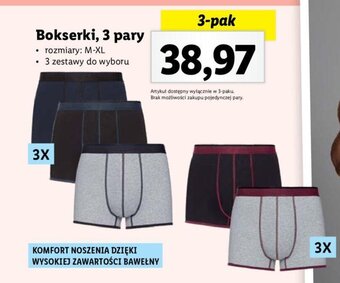 Lidl Bokserki, 3 pary • rozmiary: M-XL oferta