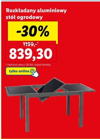Lidl Rozkładany aluminiowy stół ogrodowy oferta