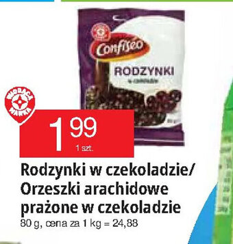 E.Leclerc Confiteo Rodzynki w czekoladzie/ Orzeszki arachidowe prażone w czekoladzie 80g oferta