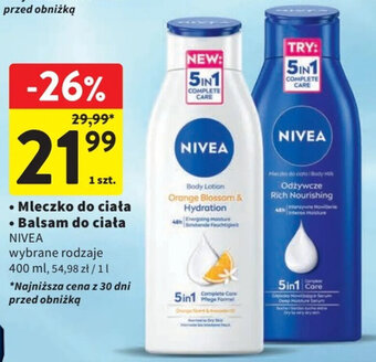 Intermarche • Mleczko do ciała • Balsam do ciała NIVEA 400ml oferta