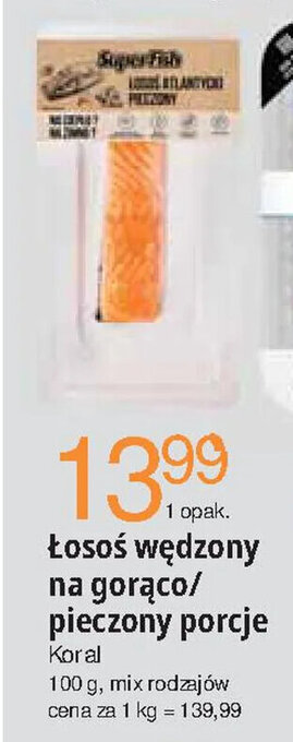 E.Leclerc Koral Łosoś wędzony na gorąco/ pieczony porcje 100g oferta