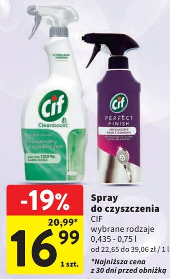 Intermarche Spray do czyszczenia Cif 0,435-0,75l oferta
