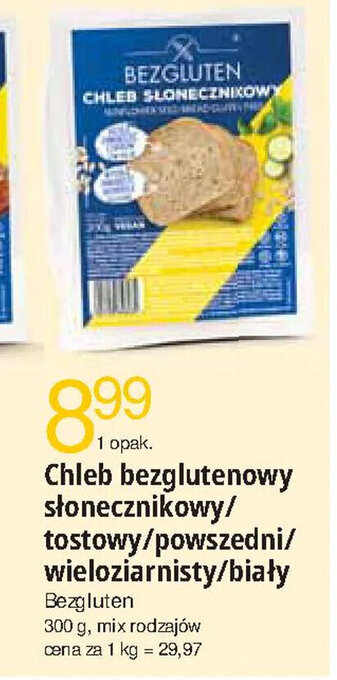 E.Leclerc BEZGLUTEN Chleb bezglutenowy słonecznikowy/ tostowy/powszedni/ wieloziarnisty 300g oferta