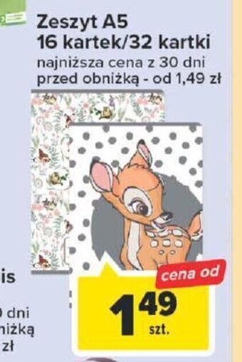 Carrefour Zeszyt A5 16 kartek/32 kartki oferta