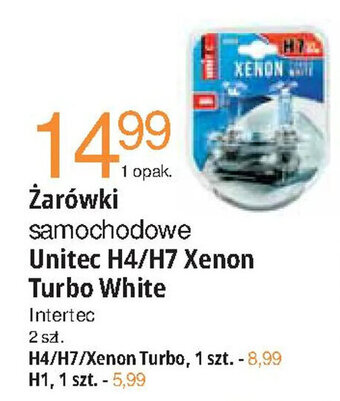 E.Leclerc Żarówki samochodowe Unitec H4/H7 Xenon Turbo White oferta