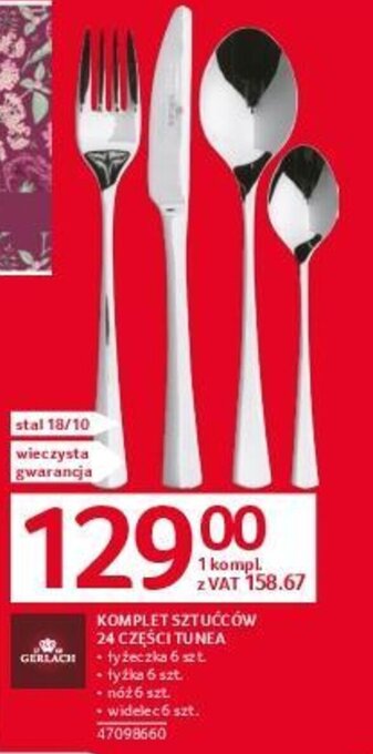 Selgros KOMPLET SZTUĆCÓW 24 CZĘŚCI TUNEA oferta