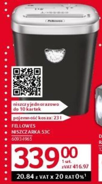 Selgros FELLOWES NISZCZARKA 53C oferta