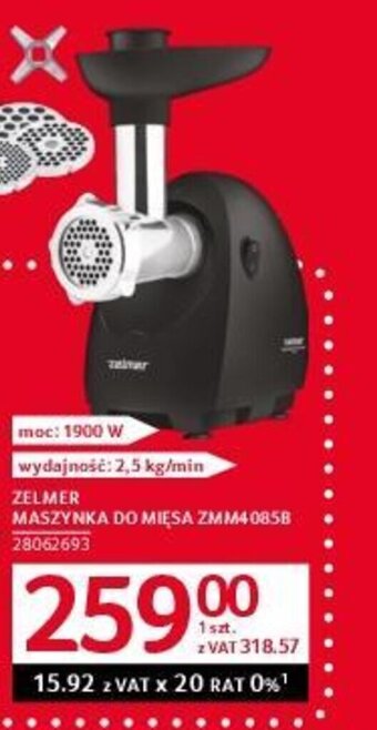 Selgros ZELMER MASZYNKA DO MIĘSA ZM M4085B oferta