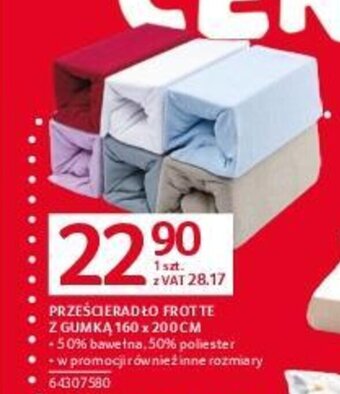 Selgros PRZEŚCIERADŁO FROTTE Z GUMKĄ 160 x 200CM oferta